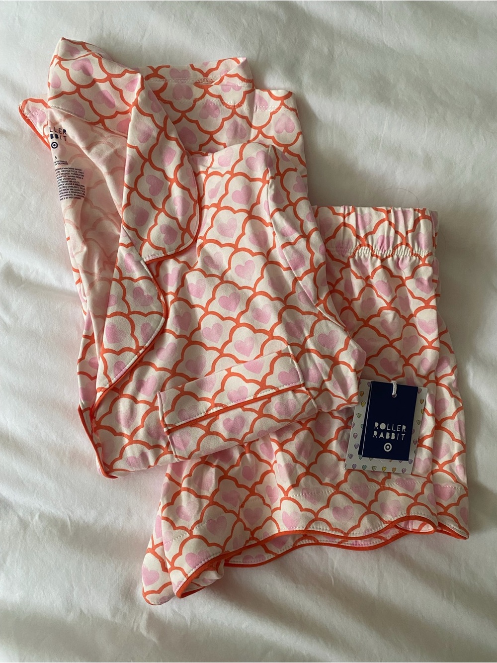 Roller Rabbit x Target Women's Pink & Orange Heart-Print Pajama Set